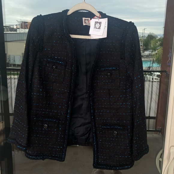 Anne Klein Jackets & Blazers - Anne Klein Black and Blue tweed blazer